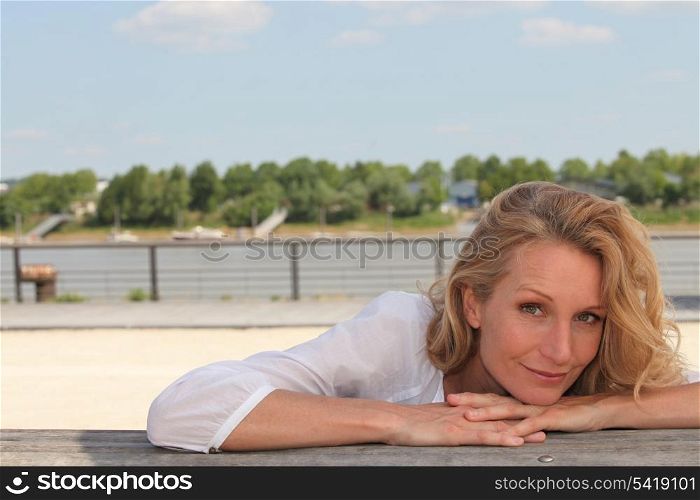 woman relaxing outdoors