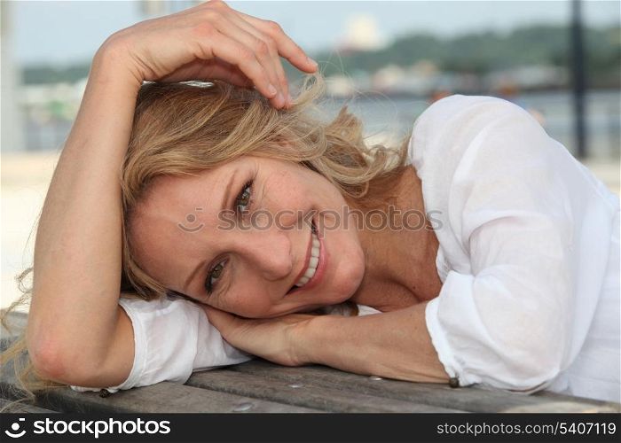Woman relaxing outside
