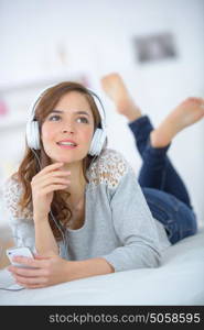 Woman relaxing to some music