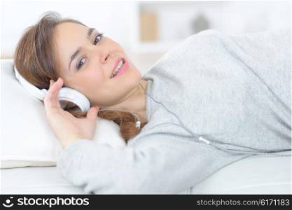 Woman relaxing to some music