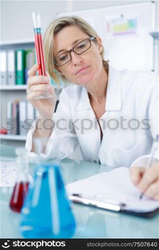 woman researcher doing a test in a laboratory