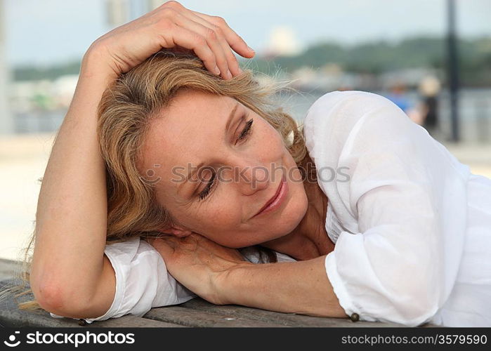Woman resting outside