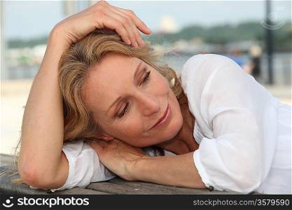 Woman resting outside