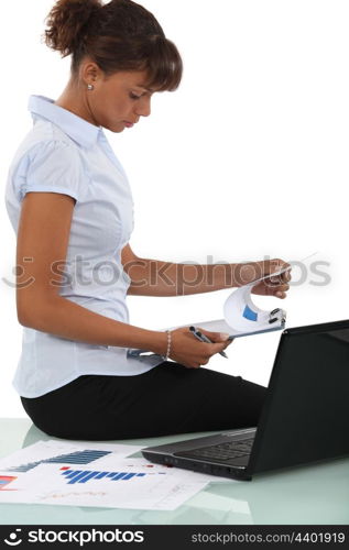Woman reviewing the results of a market research