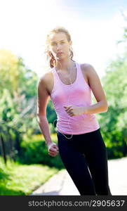 Woman running in the park.