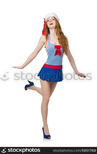 Woman sailor isolated on the white