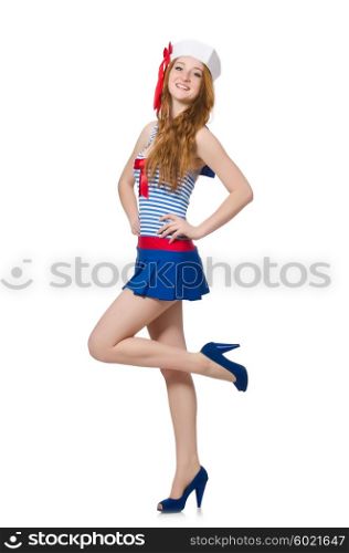 Woman sailor isolated on the white