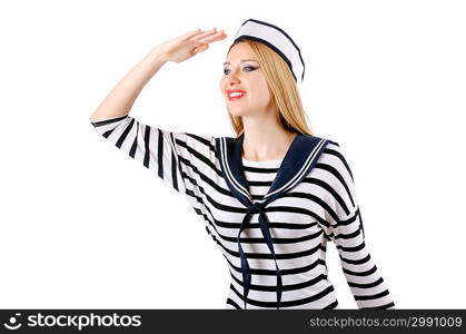 Woman sailor isolated on the white background