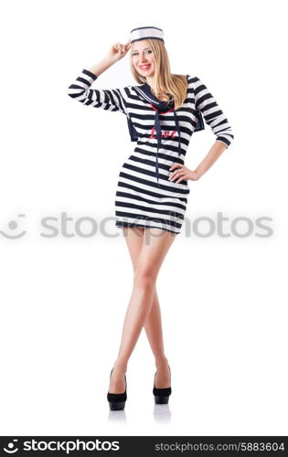 Woman sailor isolated on the white background