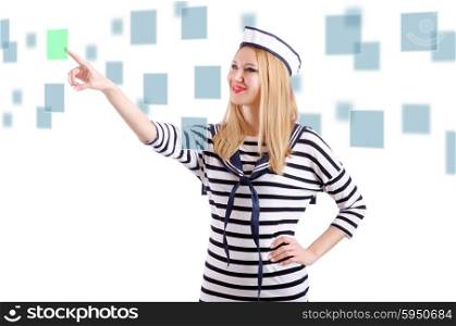 Woman sailor isolated on the white background