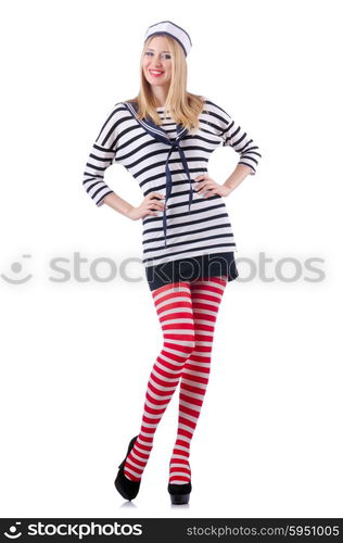 Woman sailor isolated on the white background