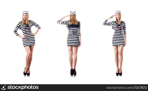 Woman sailor isolated on the white background