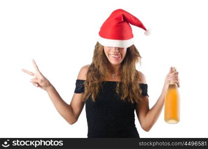 Woman santa isolated on the white