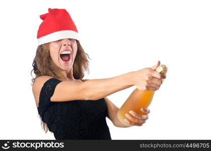 Woman santa isolated on the white