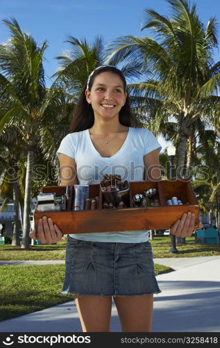 Woman selling cigars at beach