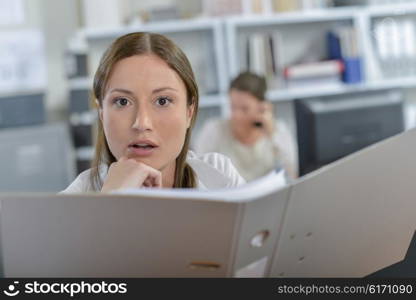 Woman shocked by a document