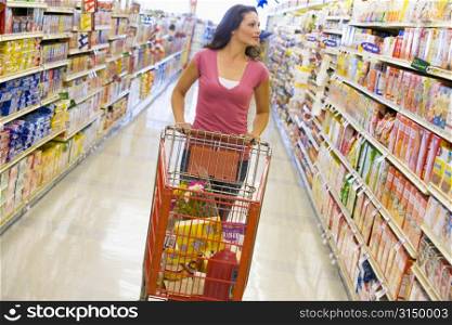 Woman shopping at a grocery store