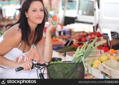 Woman shopping at local market