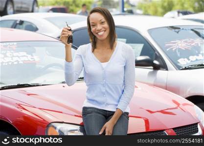 Woman shopping for a new car