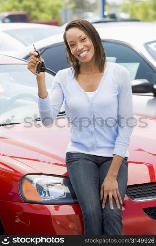 Woman shopping for a new car