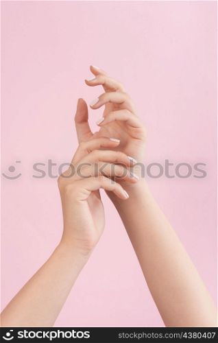 woman showing her manicure