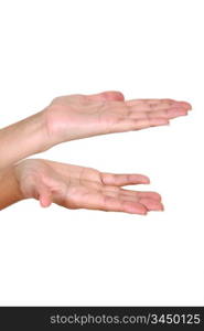 woman showing the palms of her hands