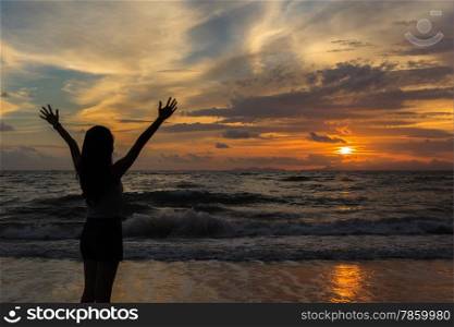 woman silhouette in the sunset