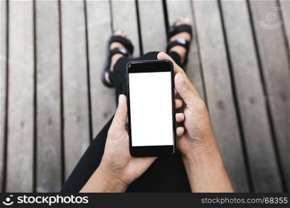 woman sitting and using phone outdoor lifestyle
