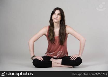 Woman sitting cross legged