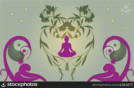 Woman sitting in a lotus position