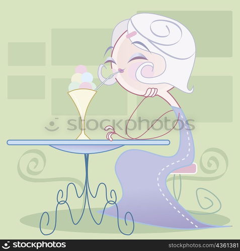 Woman sitting in front of a cocktail