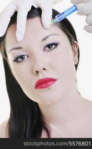 woman skincare and health concept with botox injection