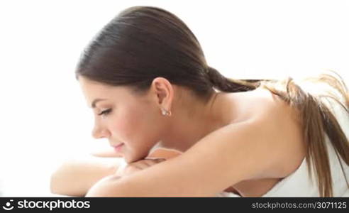 Woman smiling at spa session