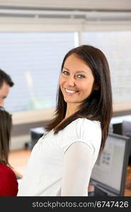 woman smiling at work