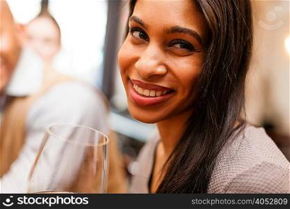 Woman smiling coyly