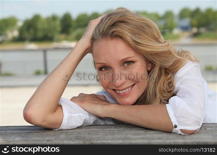 Woman smiling outside