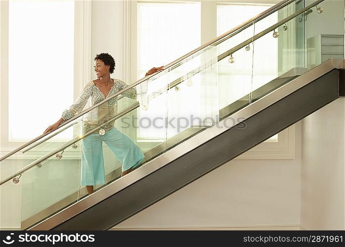 Woman Standing on Stairway