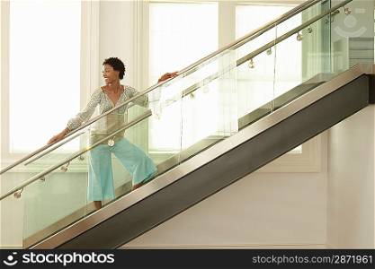 Woman Standing on Stairway