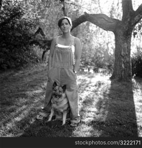 Woman Standing With Dog