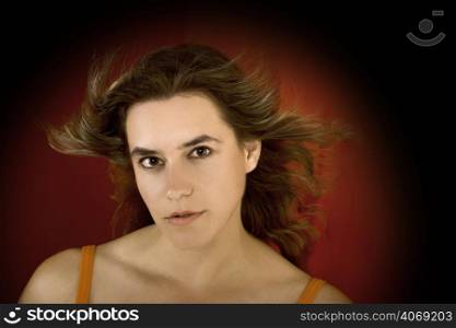 Woman staring into the camera