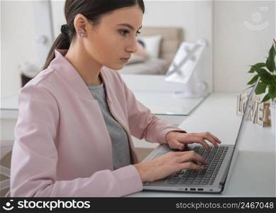 woman staying home teleworking 2