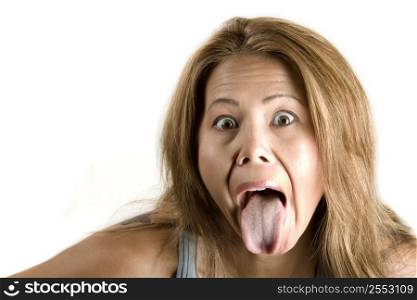 Woman sticking her tounge out