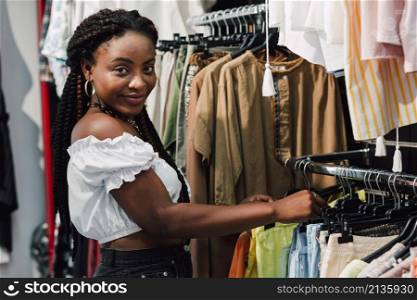woman store checking clothes