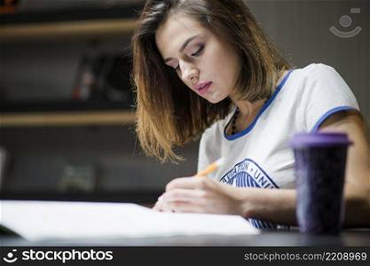 woman studying night