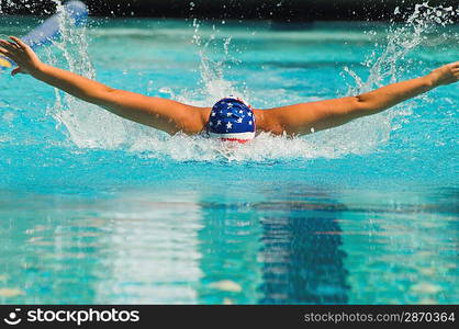 Woman Swimming Butterfly Stroke