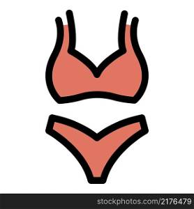 Woman swimsuit icon. Outline woman swimsuit vector icon color flat isolated. Woman swimsuit icon color outline vector