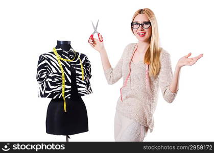 Woman tailor isolated on the white