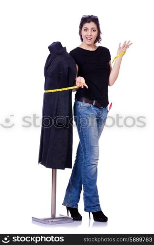 Woman tailor isolated on the white