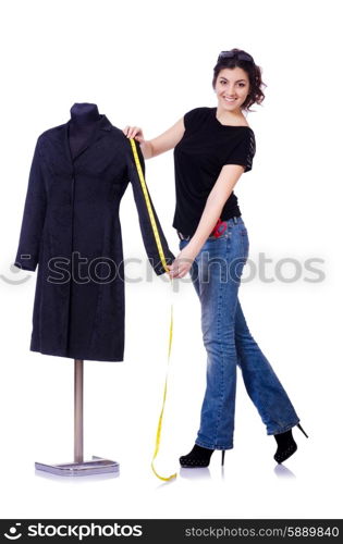 Woman tailor isolated on the white