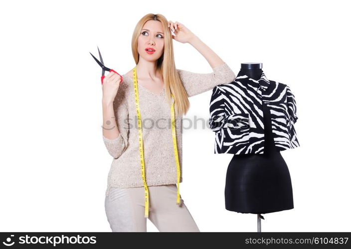 Woman tailor isolated on the white